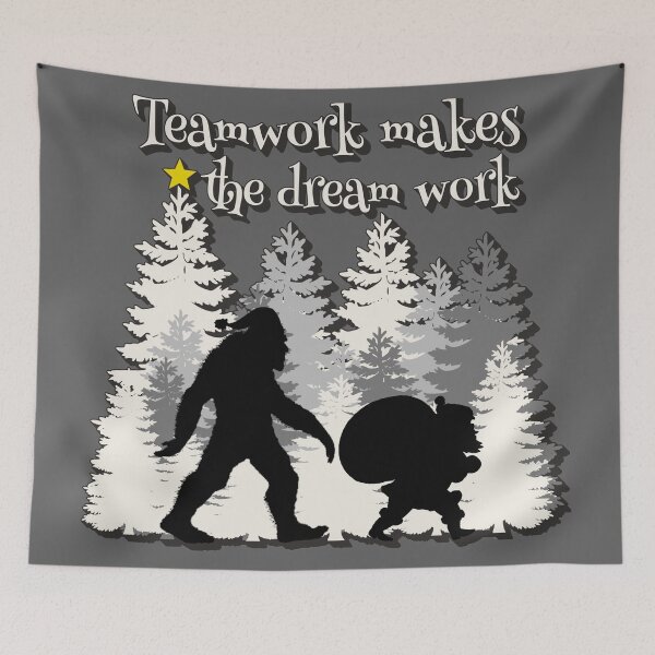 Item preview, Teamwork Makes The Dream Work Bigfoot Yeti Sasquatch And Santa Fun Xmas Design For Believers designed and sold by TrulyEpoque.