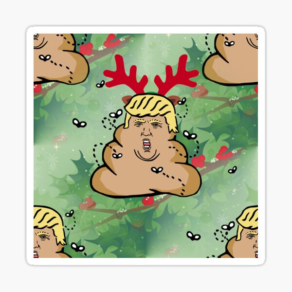 poop reindeer donald trump Sticker