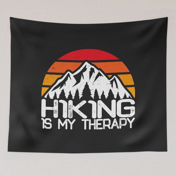 Item preview, Hiking Is My Therapy Funny Hiking Camping Retro Sunset Hiker designed and sold by AnitaJGreenspan.