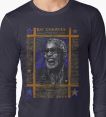 Ray Charles in Blue Long Sleeve T-Shirt