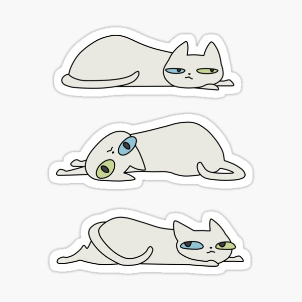 Lazy White Cat Sticker Set II Sticker