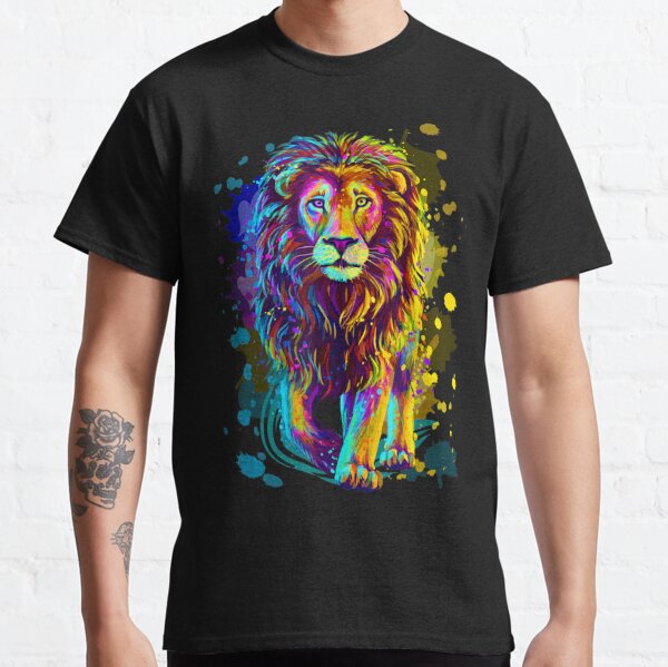 Cool Colorful Wild Lion Stylish  Lion Graphic Design Classic T-Shirt