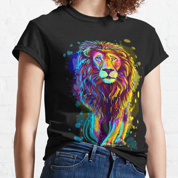 Cool Colorful Wild Lion Stylish Lion Graphic Design Classic T-Shirt