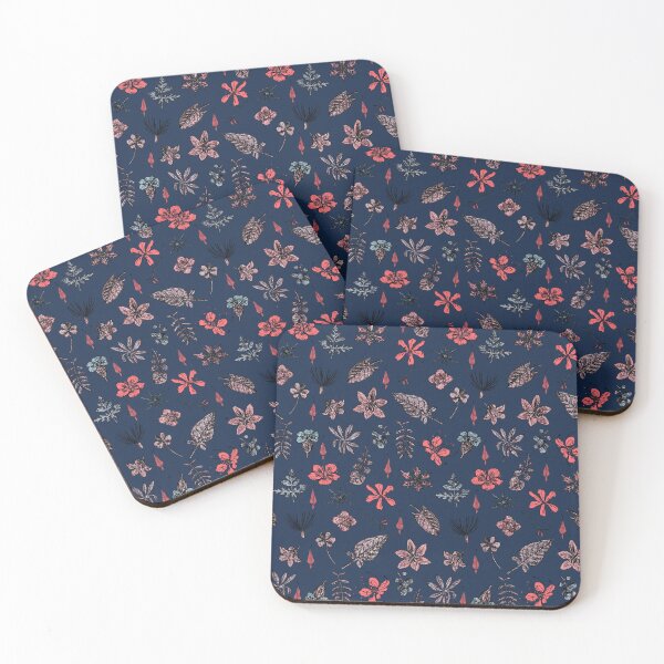 Item preview, Navy blue red wildflowers pattern designed and sold by Isabelle-T.