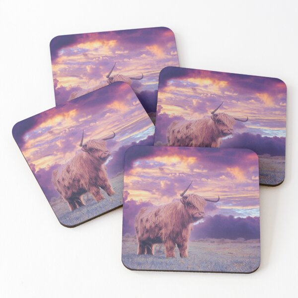 Item preview, cute Scottish Highland cattle, purple cow designed and sold by Mauswohn.