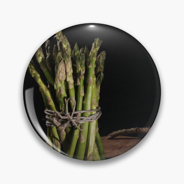 Item preview, Green asparagus bunch on wooden board aesthetic designed and sold by wineandwords.