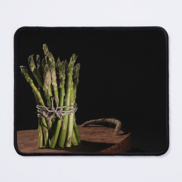 Item preview, Green asparagus bunch on wooden board aesthetic designed and sold by wineandwords.
