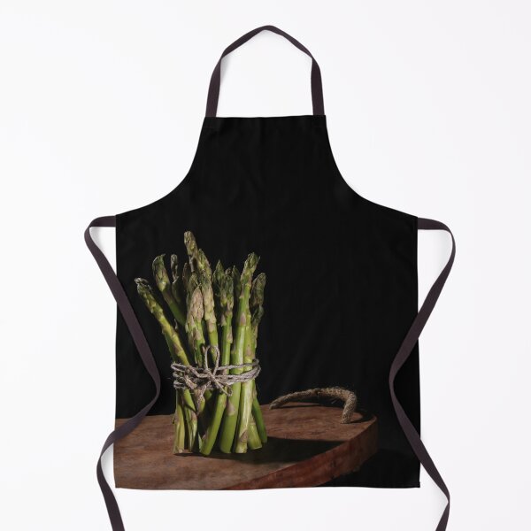 Item preview, Green asparagus bunch on wooden board aesthetic designed and sold by wineandwords.