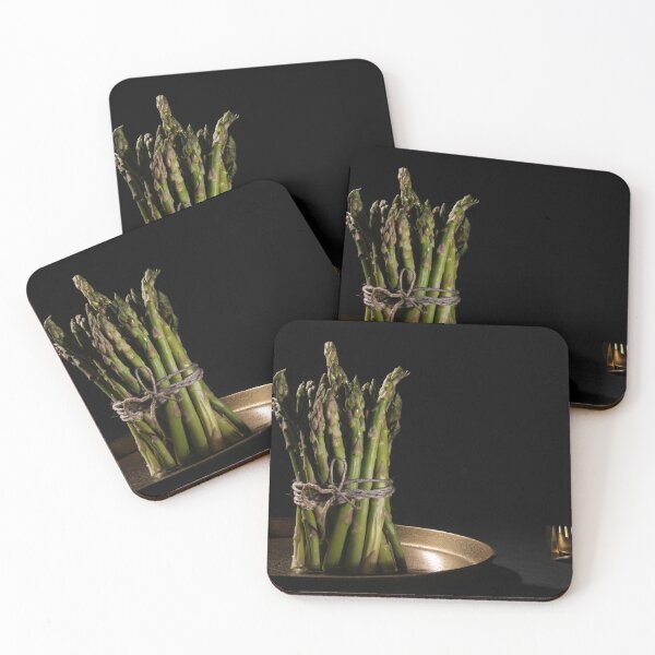 Item preview, Green asparagus bunch on golden plate aesthetic designed and sold by wineandwords.