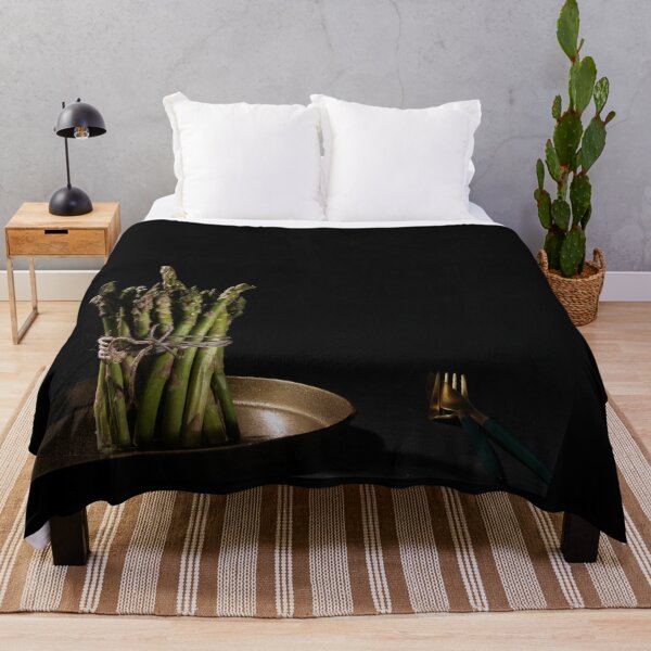Item preview, Green asparagus bunch on golden plate aesthetic designed and sold by wineandwords.