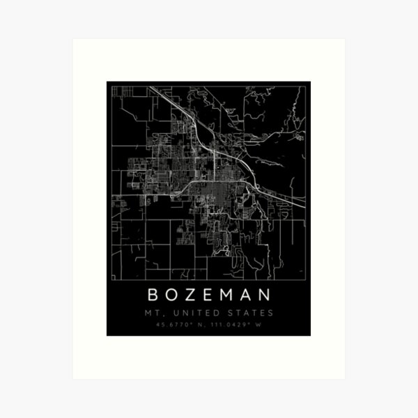 Item preview, Bozeman map minimalist in black and white designed and sold by DesireeVDA.