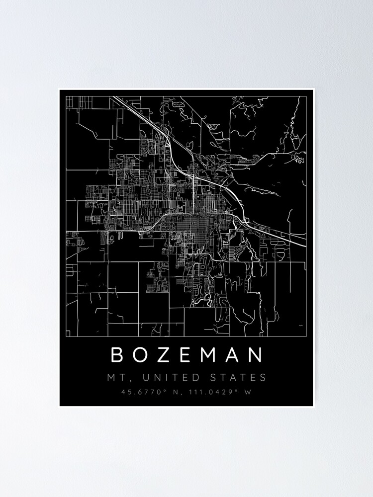"Bozeman map minimalist in black and white" Poster for Sale by
