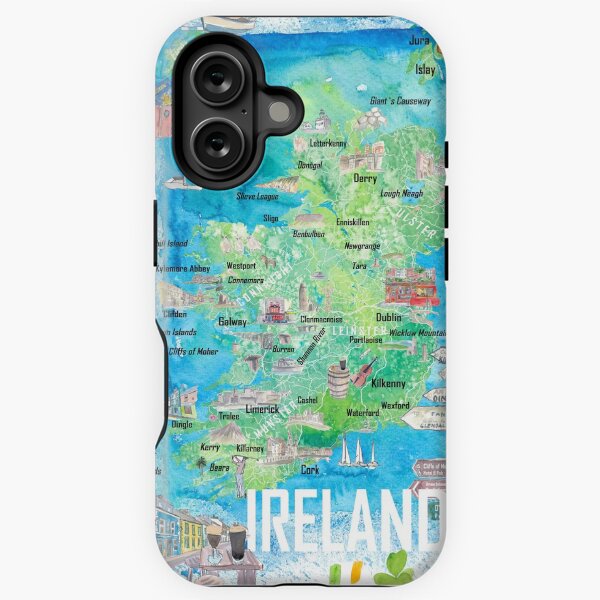 Item preview, Ireland Illustrated Travel Map with Tourist Highlights - Signpost Edition designed and sold by artshop77.