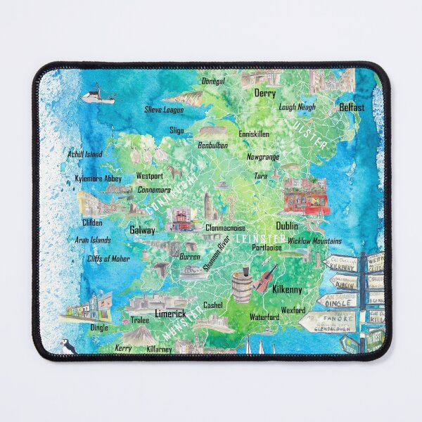 Item preview, Ireland Illustrated Travel Map with Tourist Highlights - Signpost Edition designed and sold by artshop77.