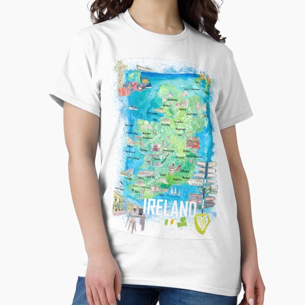Item preview, Ireland Illustrated Travel Map with Tourist Highlights - Signpost Edition designed and sold by artshop77.