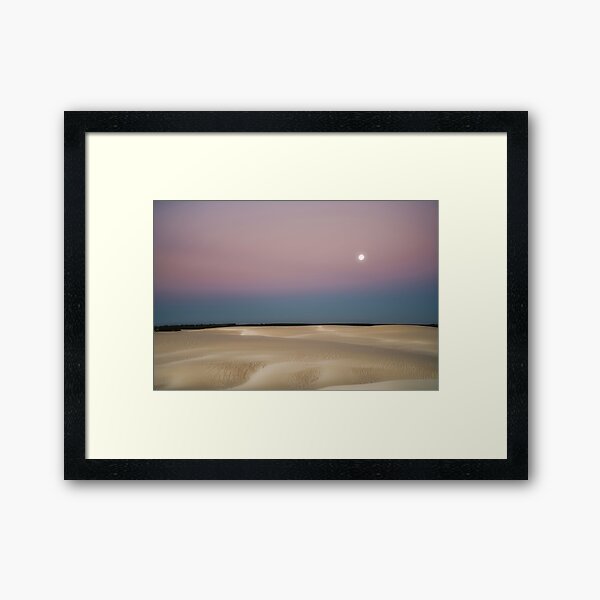 The Moon Over Dunes Framed Art Print