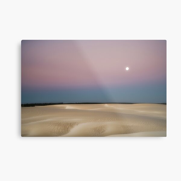 The Moon Over Dunes Metal Print