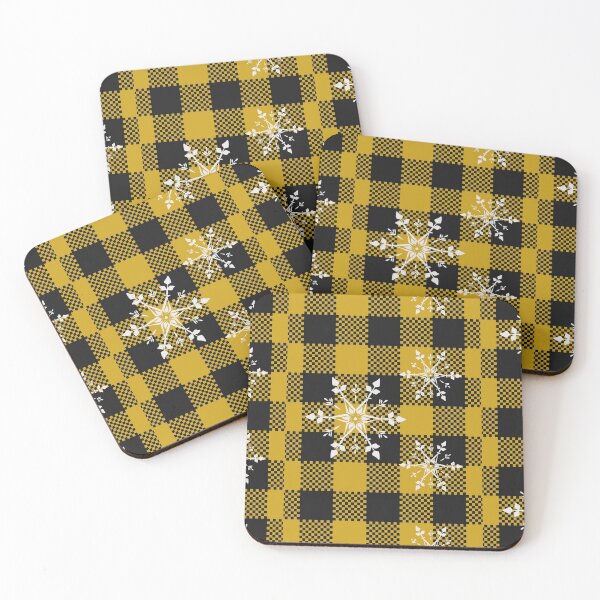 Item preview, Christmas plaid snowflake Yellow Black 2.0 designed and sold by kyds.