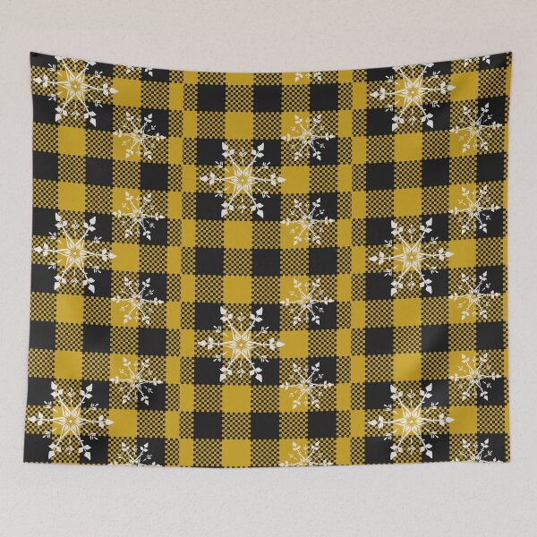 Item preview, Christmas plaid snowflake Yellow Black 2.0 designed and sold by kyds.