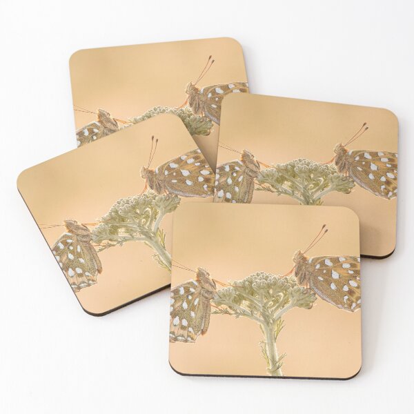 Item preview, Two Dark Green Fritillaries on a Yarrow Plant designed and sold by Tony North.