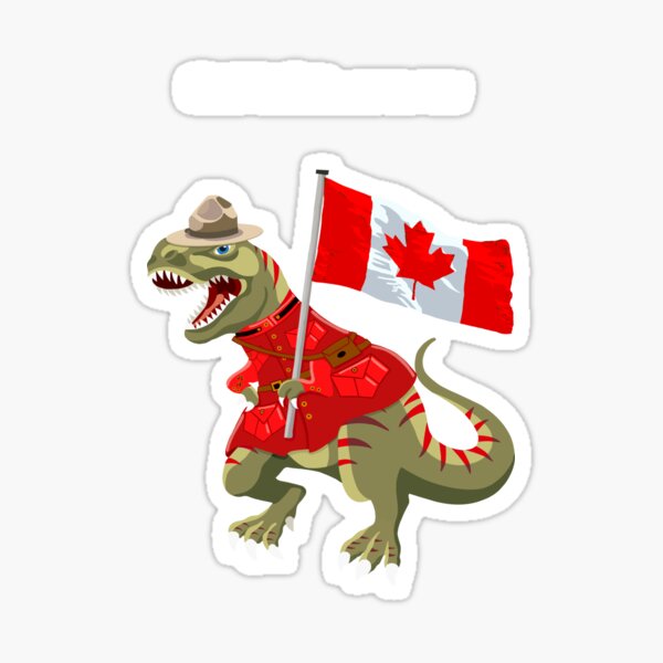 REVERSE Clanosaurus Rex CANADAsaurus rex Canadian Canada RCMP Flag Tyrannosaurus Rex Sticker
