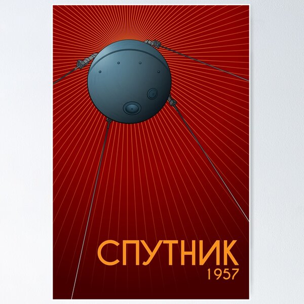 Item preview, Sputnik 1957. Comic retro poster (in Russian) designed and sold by BGALAXY.