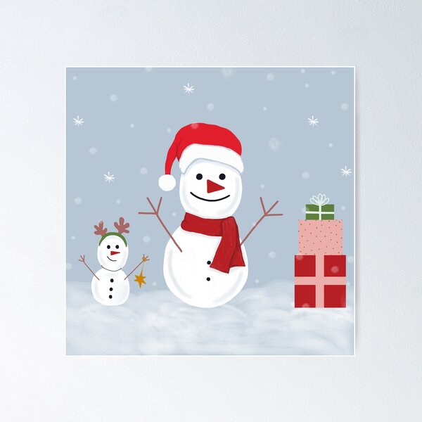 Snowmen waiting for christmas Poster