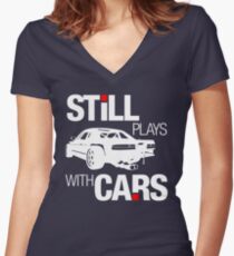 Still plays with cars (2) Women's Fitted V-Neck T-Shirt