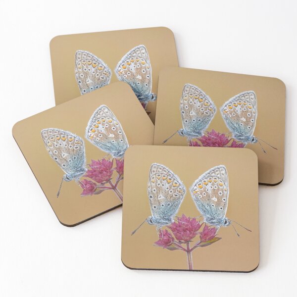 Item preview, Two Common Blue Butterflies on a Wild Marjoram Flower designed and sold by Tony North.