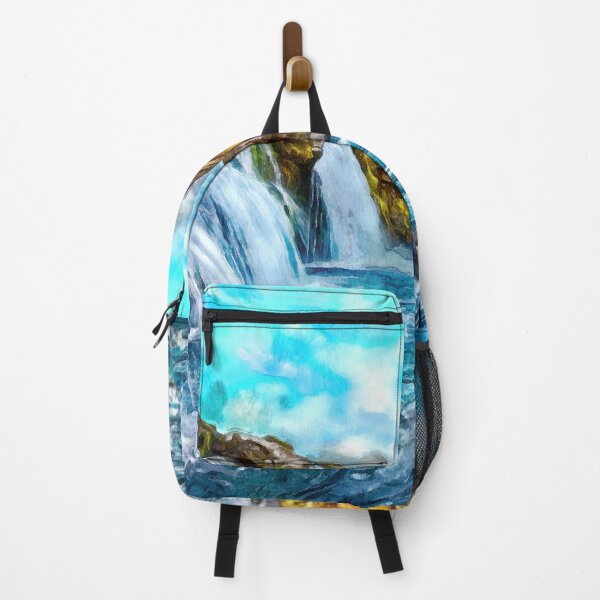 Item preview, Beautiful Iceland Waterfalls with a lake overlooked by a hill Digital Painting designed and sold by NeavesPhoto.
