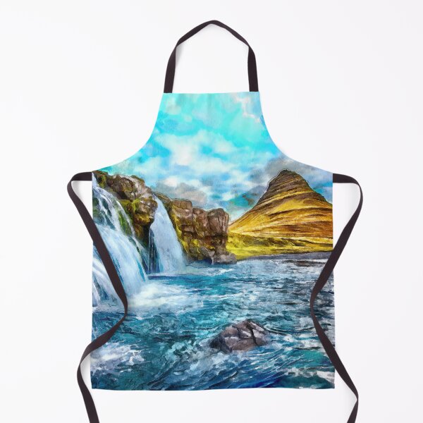 Item preview, Beautiful Iceland Waterfalls with a lake overlooked by a hill Digital Painting designed and sold by NeavesPhoto.