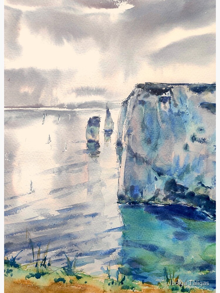 Rocks, river rocks, ocean rocks, beach, wet, sand, original, painting,  watercolor, blue, pink Art Print