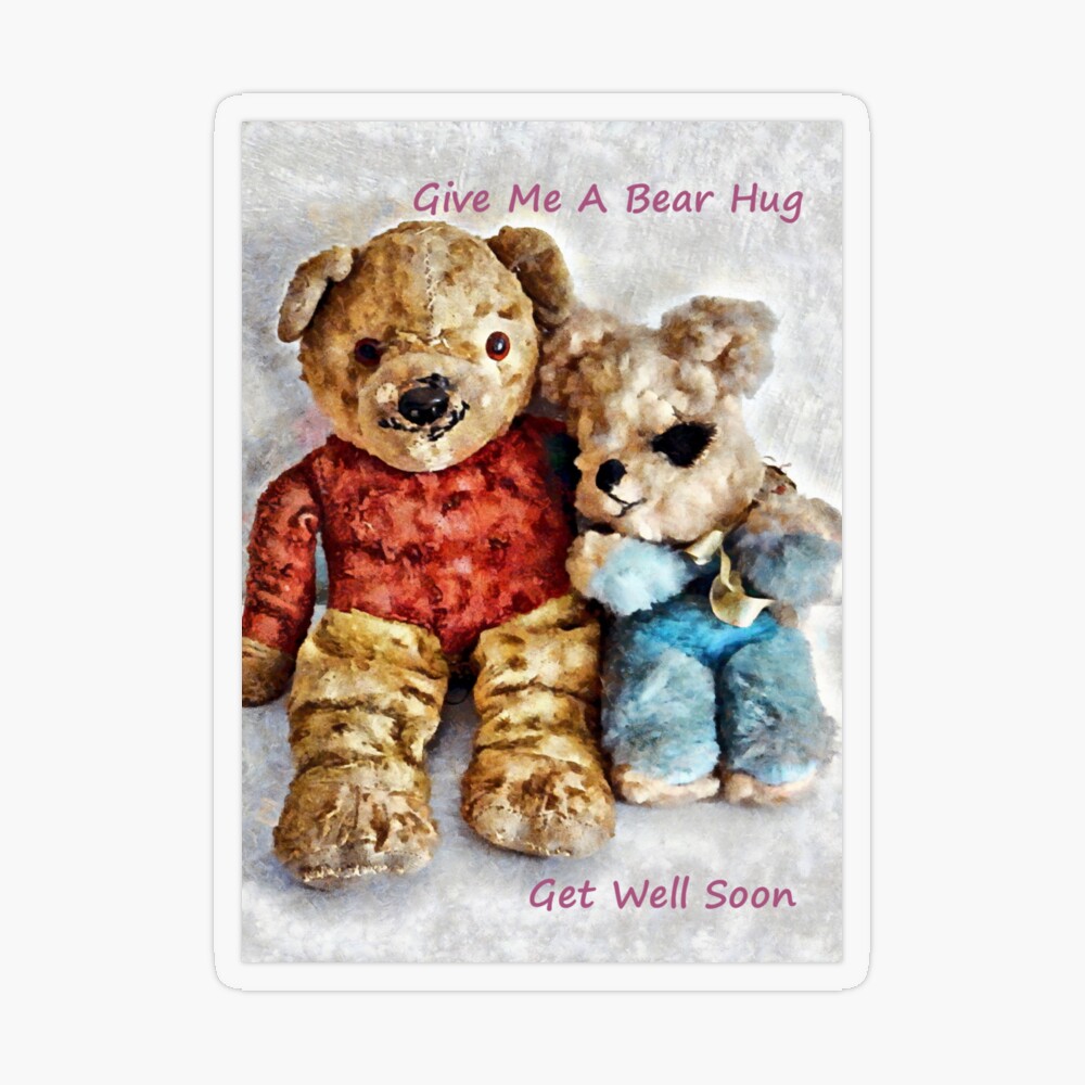 Get Well Soon Card. Teddy Bear with Bandaged Arm Stock