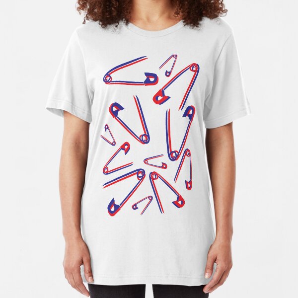 Fun Fake 3D safety pin pattern Slim Fit T-Shirt