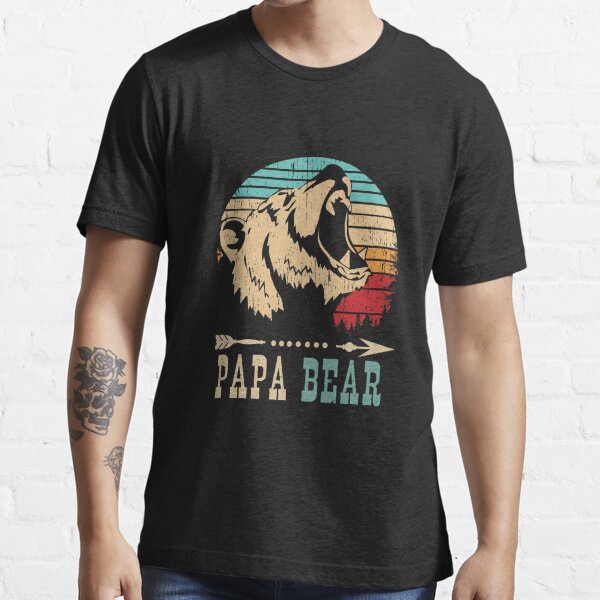 Grumpy Bear Shirt for Men Fathers Day Funny Grandpa Bear with One Cubs Cute  Vintage T-Shirt 