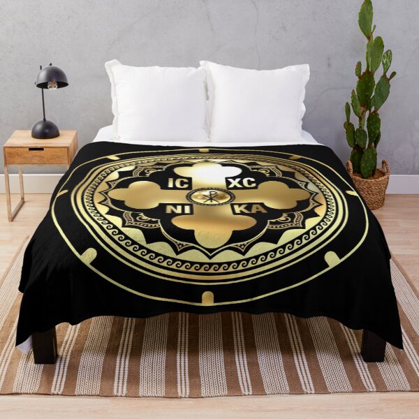 Item preview, Greek Orthodox Cross Black Gold ICXC NIKA designed and sold by Yiorgos Designs.
