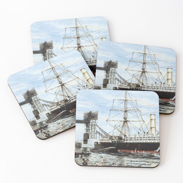 Item preview, SS RUAHINE MOORED BELOW TOWER BRIDGE, LONDON designed and sold by Mackenzie Moulton International Artist .