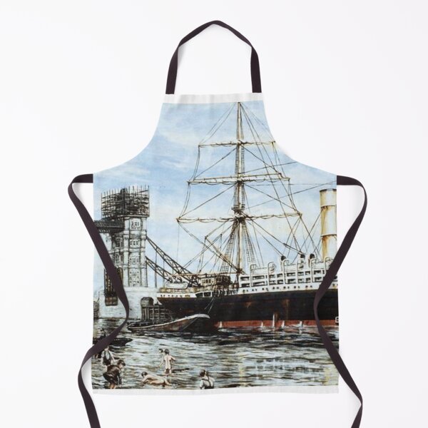 Item preview, SS RUAHINE MOORED BELOW TOWER BRIDGE, LONDON designed and sold by Mackenzie Moulton International Artist .