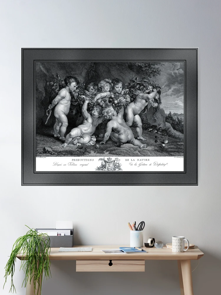 Seven Putti Carrying A Garland Of Fruit by William Dickinson Classical Xzendor7 Old Masters Reproductions Room Decor Poster Art Print