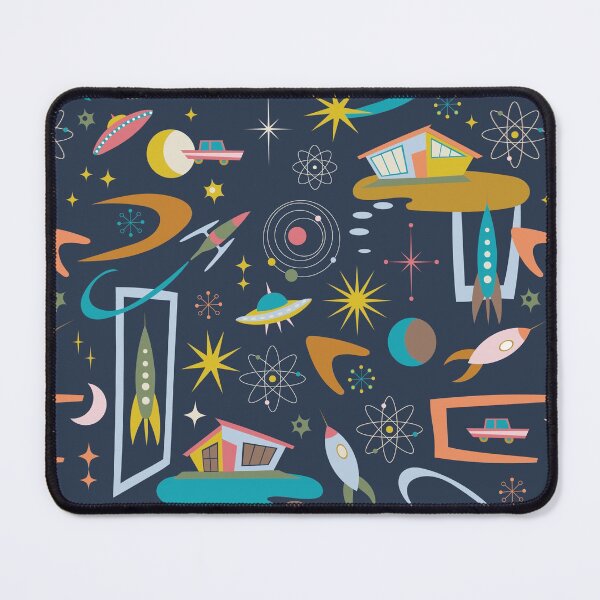Item preview, Mid Century Architecture in Space - Retro design in pastels on Navy by Cecca Designs designed and sold by Cecca-Designs.