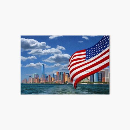 Artikel-Vorschau von New York City Manhattan Skyline Ferry Flag, designt und verkauft von Christopher Arndt.