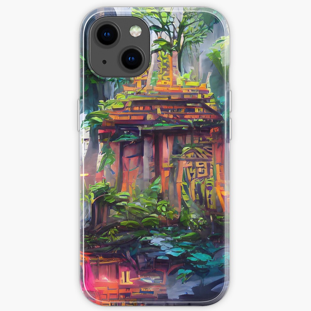 Jungle Rainforest House Temple Maya Inca Aztec Indians Mexico Ai Art Artificial Intelligence Painting Artwork Iphone Case By Lavalova Redbubble