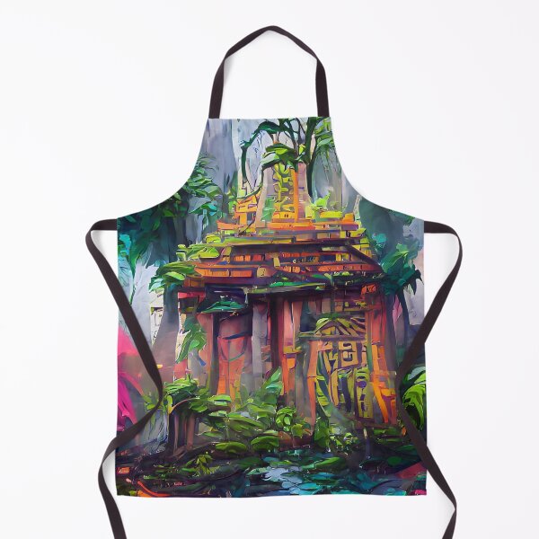 Item preview, Jungle, Rainforest, House, Temple, Maya, Inca, Aztec, Indians, Mexico, AI Art, Artificial Intelligence, Painting, Artwork designed and sold by lavalova.