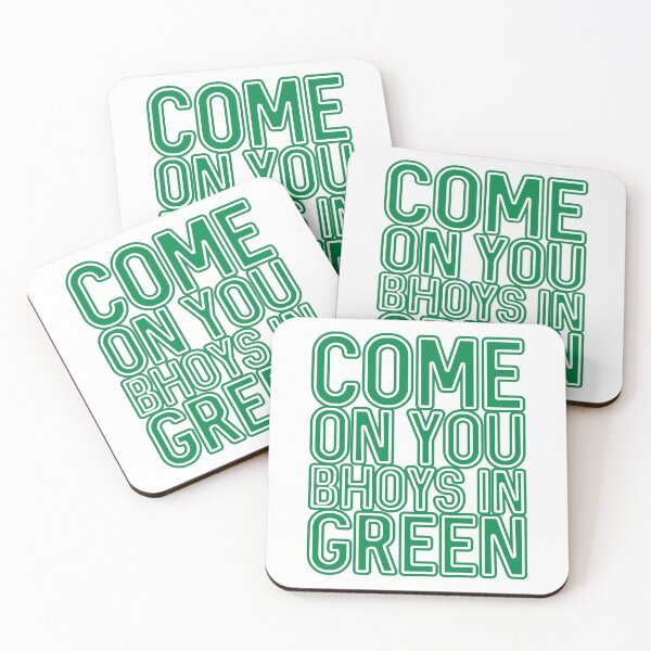 Item preview, COME ON YOU BHOYS IN GREEN, Glasgow Celtic Football Club Green and White Layered Text Design designed and sold by MacPean.