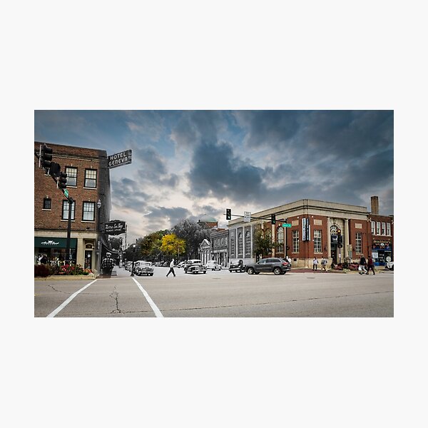 Mashup Geneva, IL - Strolling on 3rd Street Photographic Print