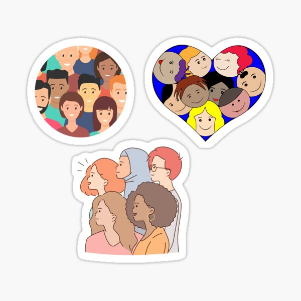 Best Friends Diverse Group Stickers Sticker
