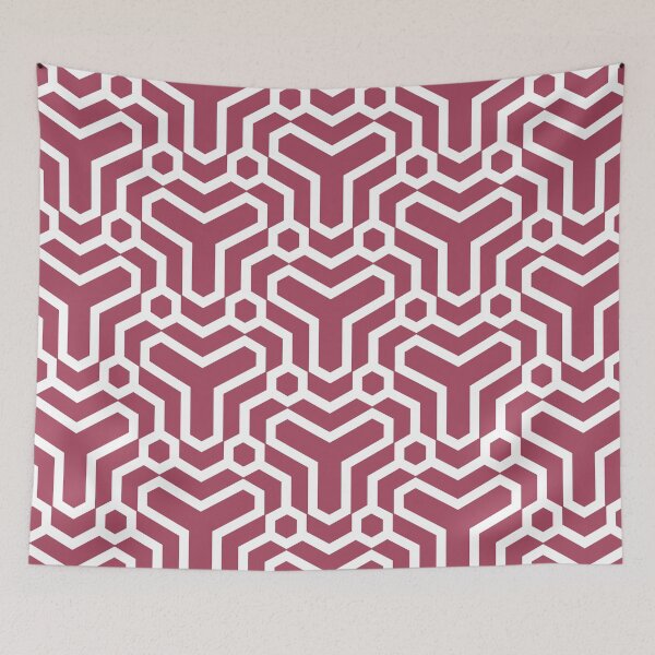 Item preview, Dark Pink and White Minimal Line Art Pattern 5 - Diamond Vogel 2022 Popular Colour Obsession 1130 designed and sold by ColorOfTheYears.