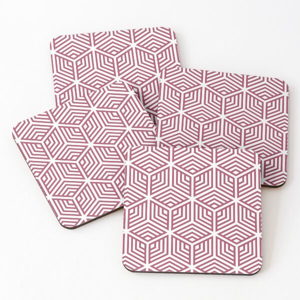 Item preview, Pink and White Striped Cube Geometric Pattern - Diamond Vogel 2022 Popular Colour Obsession 1130 designed and sold by ColorOfTheYears.
