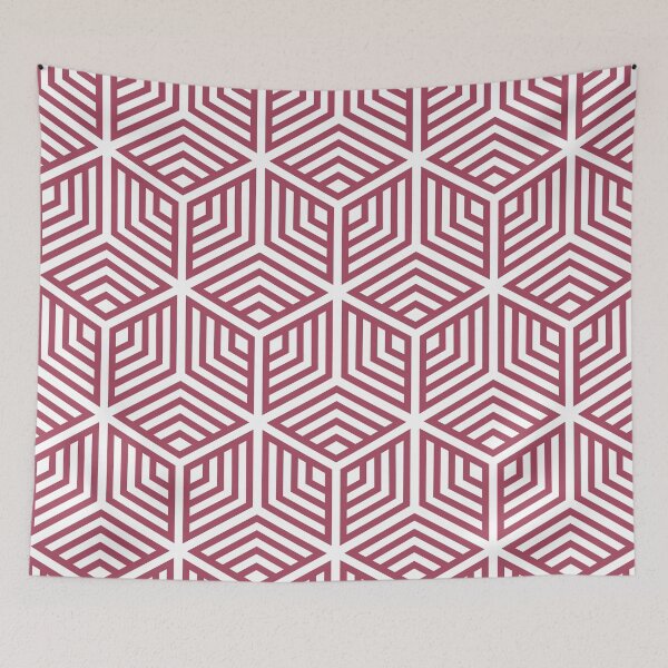 Item preview, Pink and White Striped Cube Geometric Pattern - Diamond Vogel 2022 Popular Colour Obsession 1130 designed and sold by ColorOfTheYears.