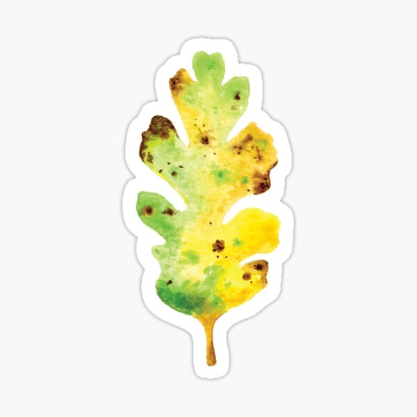 Blue Oak Watercolor Leaf Sticker